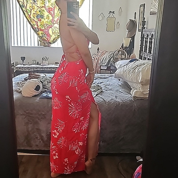 Floral Print Boho Spaghetti Strap A-Line Maxi Dress Small - Picture 9 of 11